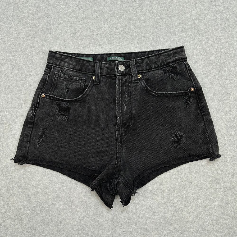 Wild Fable Super High Rise Cutoff Shorts WMNS 2 Black Distressed Festival Y2K